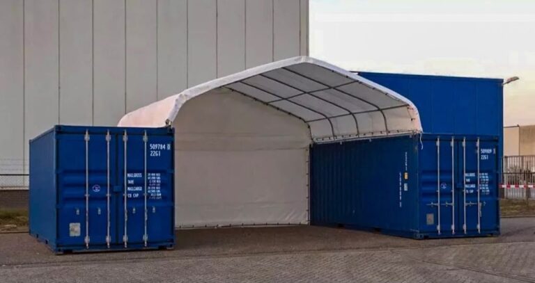 Zwischencontainer-Überdachung 20′ – HZK606, weiß
